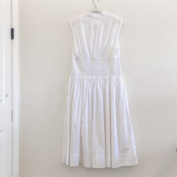 Anthropologie The Tommie Cap-Sleeve Smocked Front-Zip Shirt Dress White 2X - Picture 10 of 11